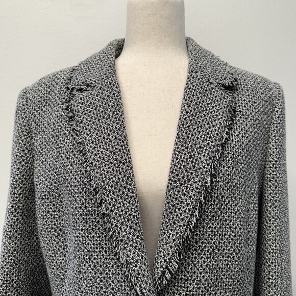 Ted Baker Tweed Blazer Jacket Women Size 5 L 12/14 Black White Classic Old Money - Picture 2 of 5